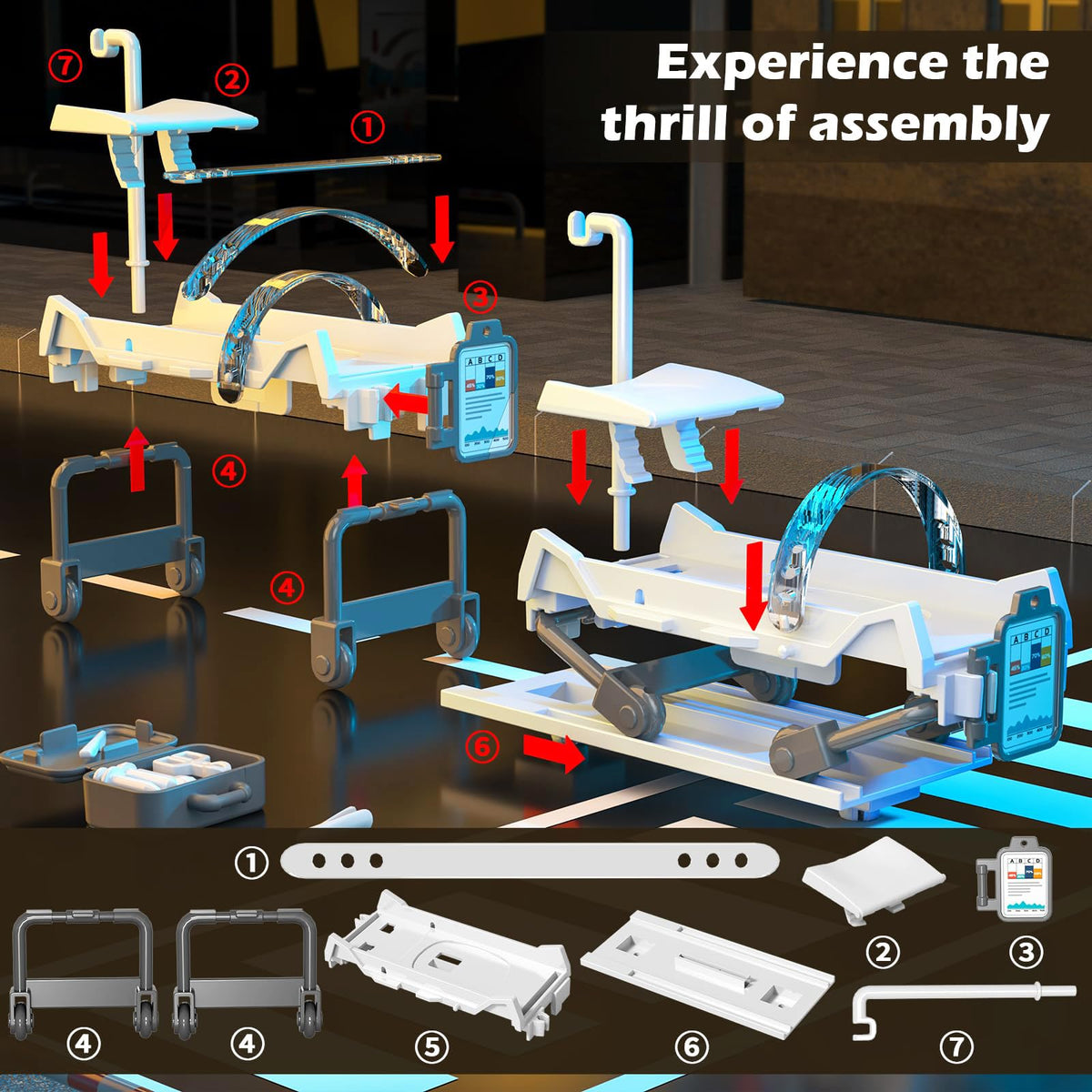 YunWings ambulance toy friction-powered push for smooth movement