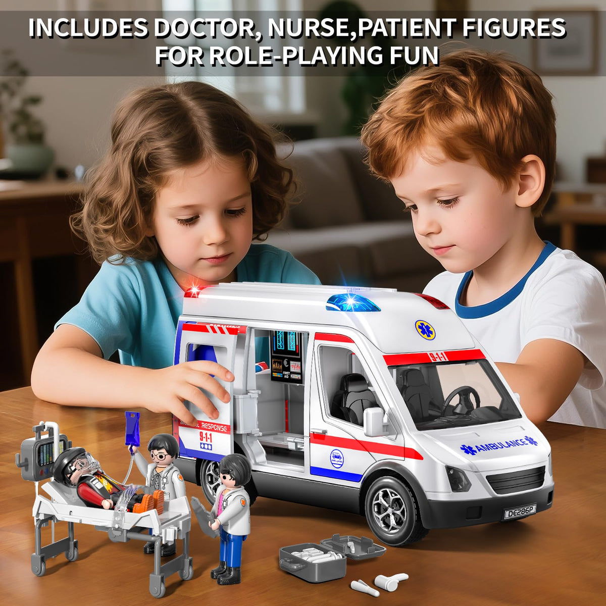 YunWings ambulance toy infusion tube accessory for realistic scenes