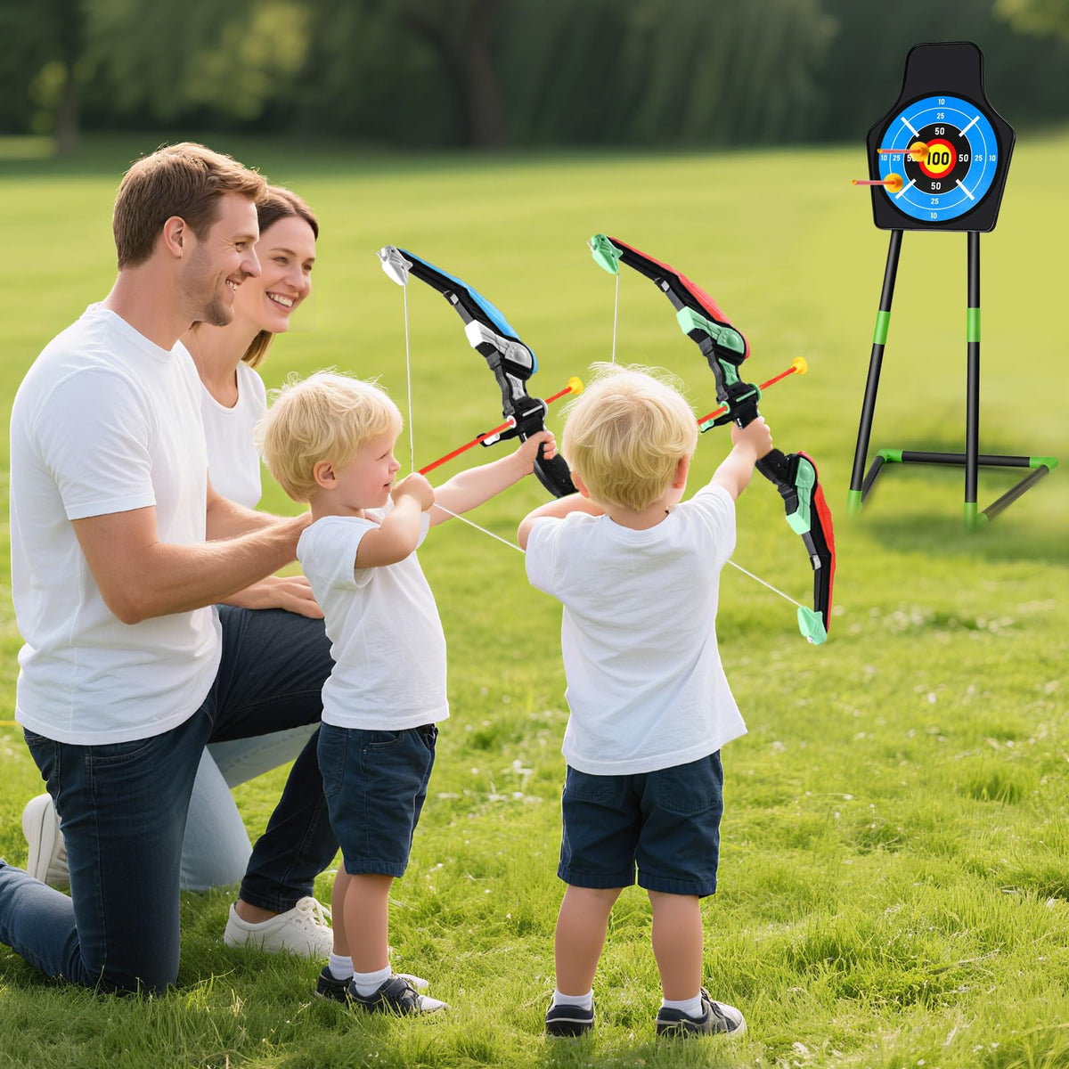 YunWings kid friendly archery set enabling imaginative night play