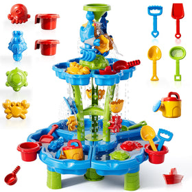 YunWings Kids Sand Water Table top view for shared outdoor play that encourages collaboration.