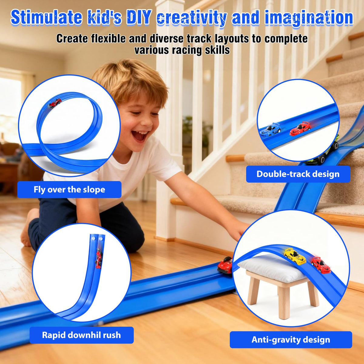Yunzuiyue race track cars set includes two cars for instant racing action