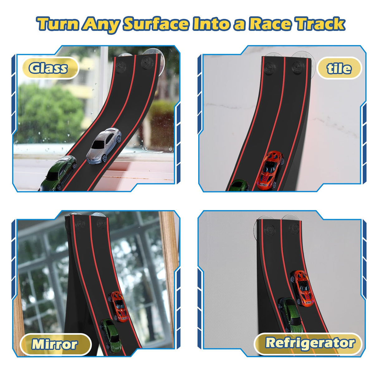 YUOIOYU compatible with 1/64 diecast cars enables versatile car racing.