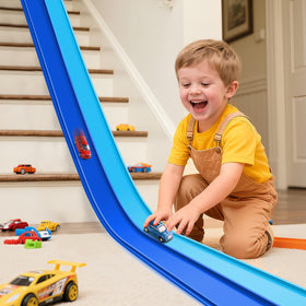 YUOIOYU Flex Tracks 15ft unrolled for instant indoor play on any smooth surface.