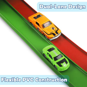 YUOIOYU Flex Tracks roll-out on floor enables quick, mess-free indoor racing