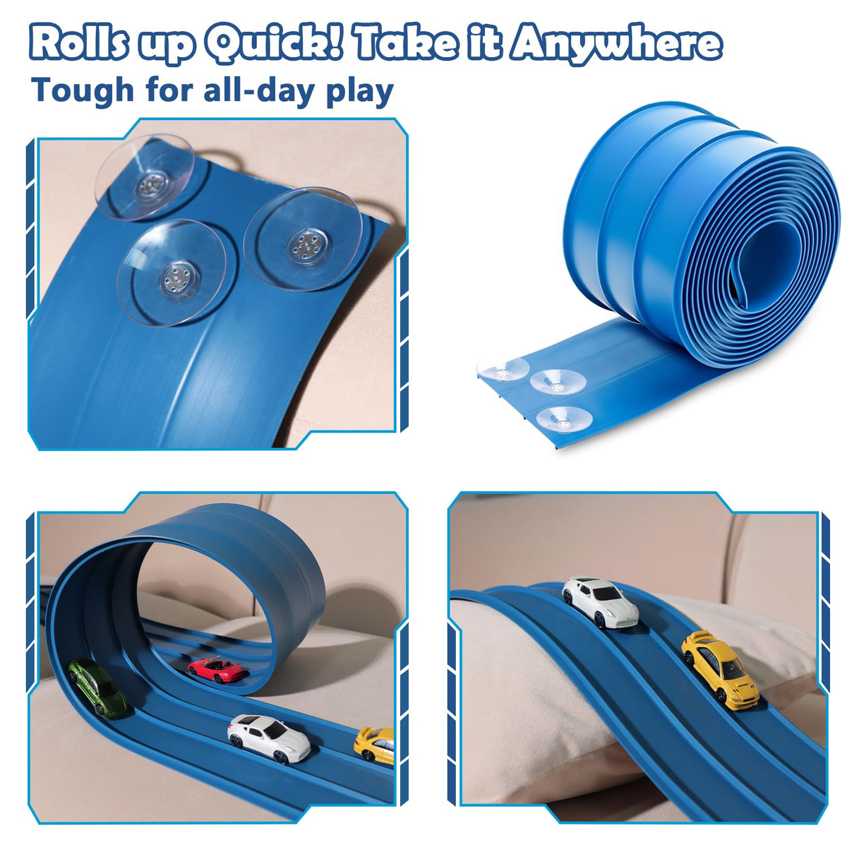 YUOIOYU Strong Suction Cups grip smooth surfaces to keep tracks steady.