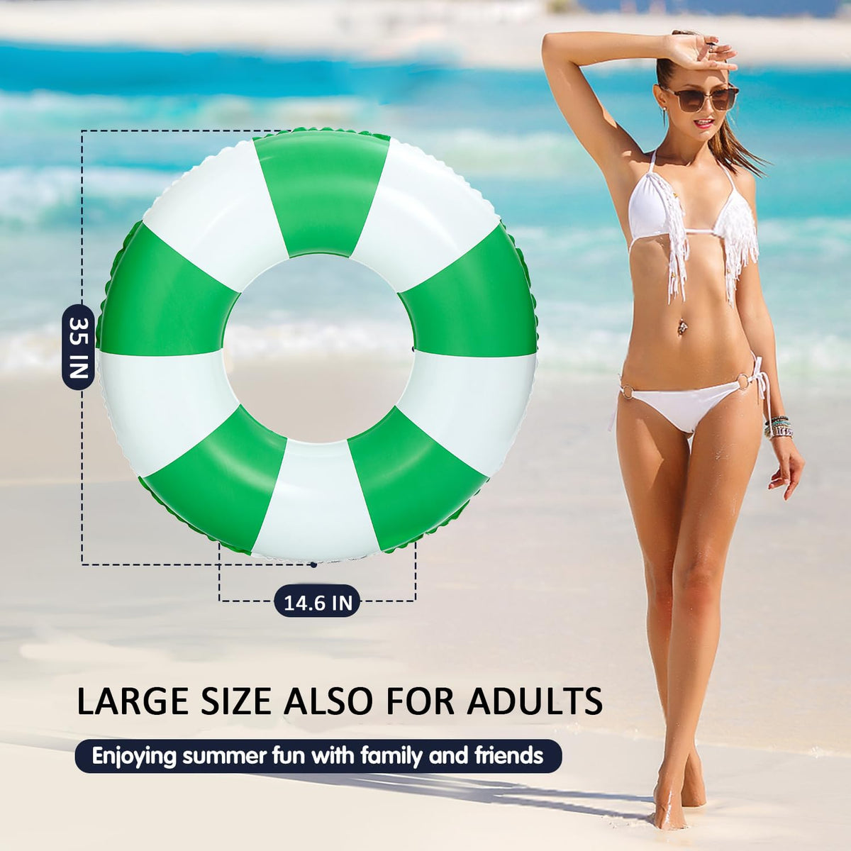 Yuokwer adult pool tube with stripe design for parties