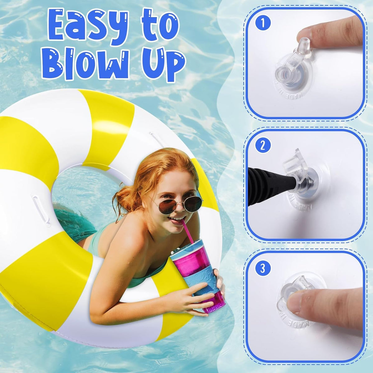 Yuokwer lounge pool rings with stripe style for lounging