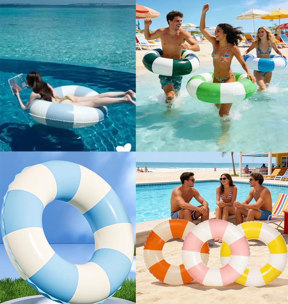 Yuokwer multicolor striped pool float set for lakes