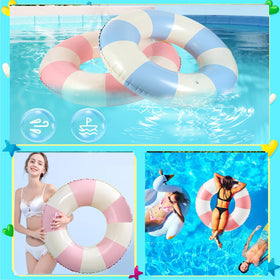 Yuokwer stripe-design pool float for poolside fun