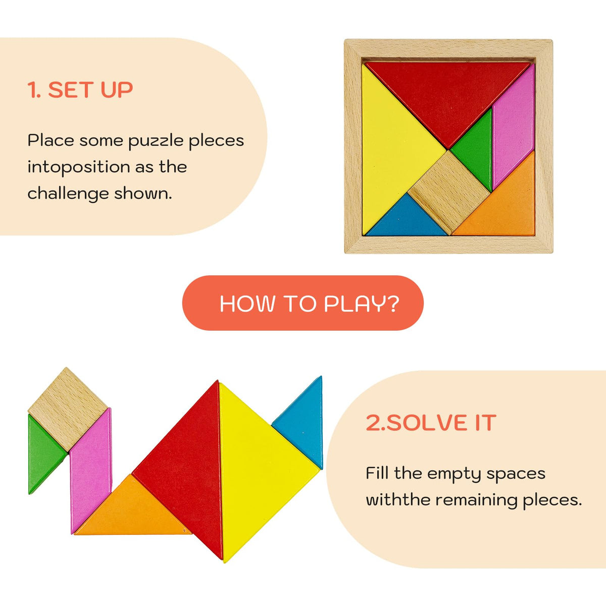 yuqilin tangrams with tray for organized family puzzle time