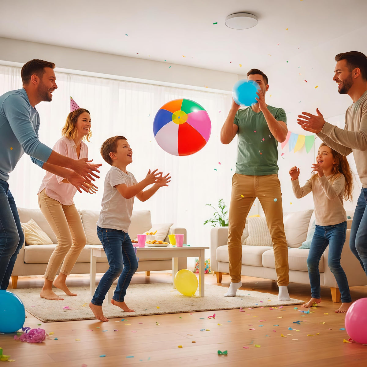 YURTKUMAS beach ball in action with kids and adults enjoying water play