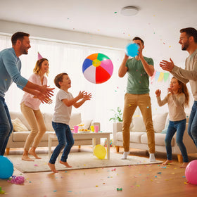 YURTKUMAS beach ball in action with kids and adults enjoying water play