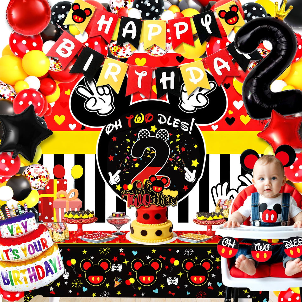 Yusino Oh Twodles backdrop 150x100cm for a vibrant birthday photo scene