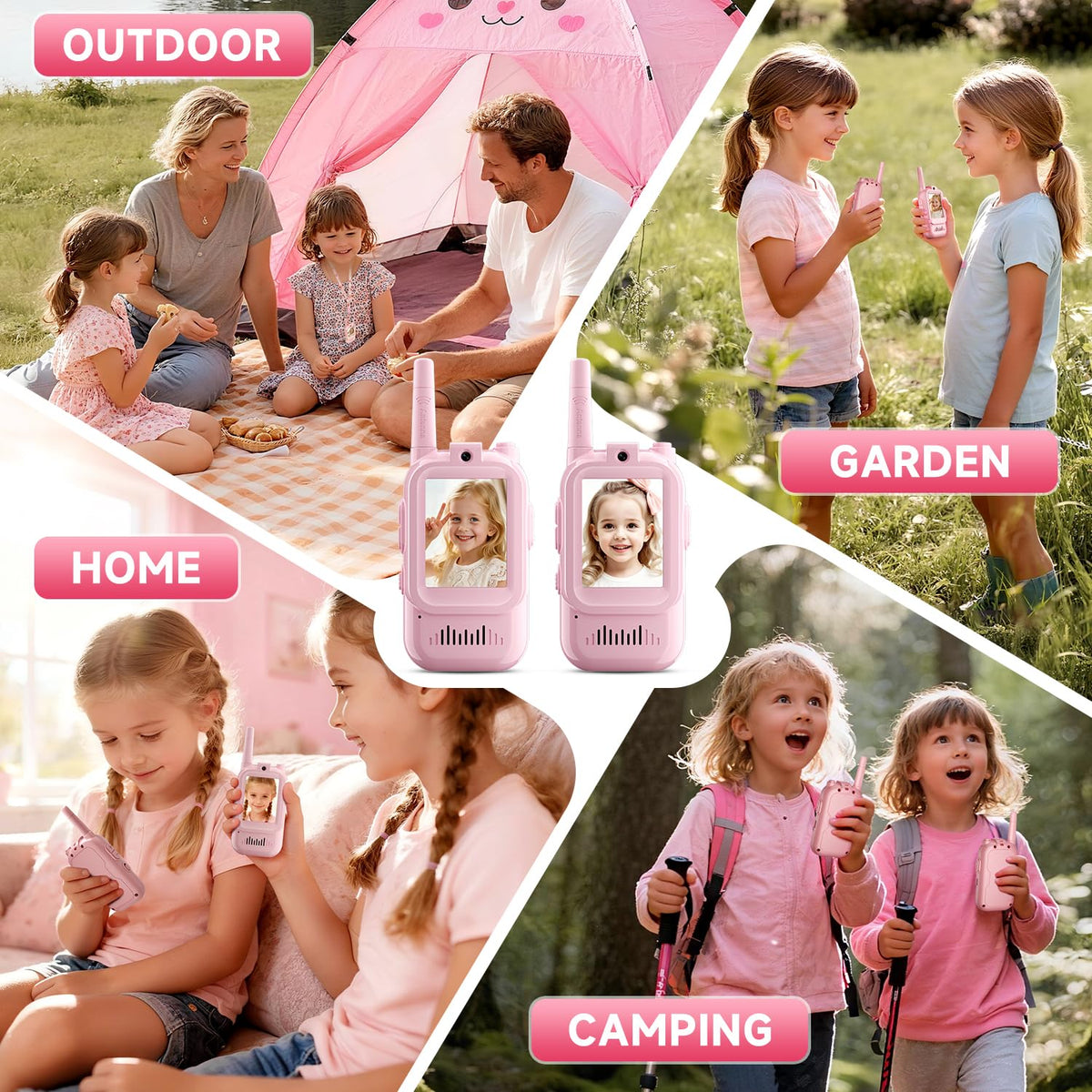 YUSSBCU pink video walkie talkies, versatile indoor outdoor toy gift