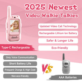 YUSSBCU pink video intercom for kids, side view, supports outdoor exploration