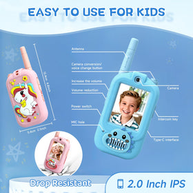 YUSSBCU video walkie talkie kids back view showing compact handheld design