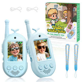 YUSSBCU video walkie talkie blue front view for real-time kid communication