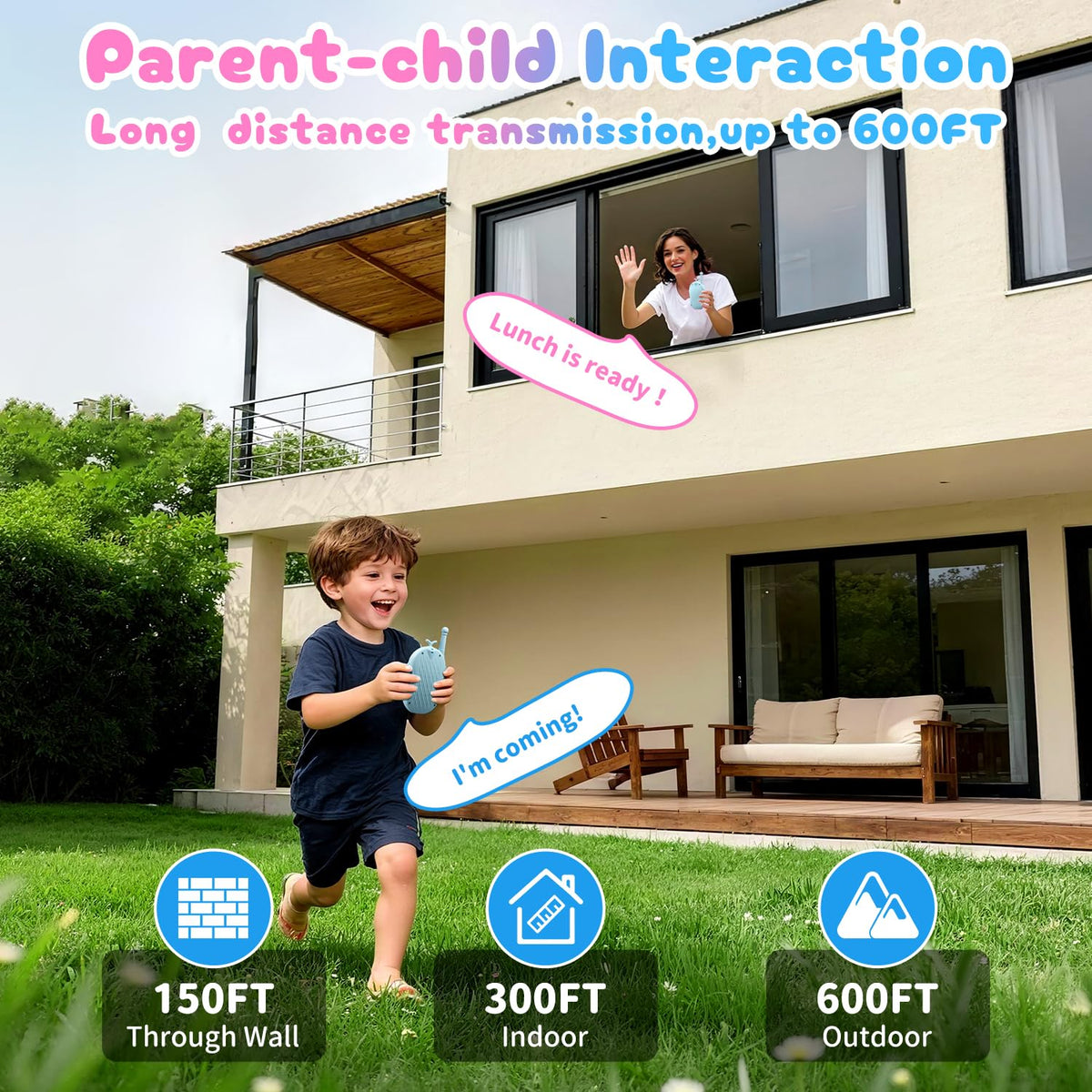 YUSSBCU video walkie talkie blue keypad closeup with easy controls for kids