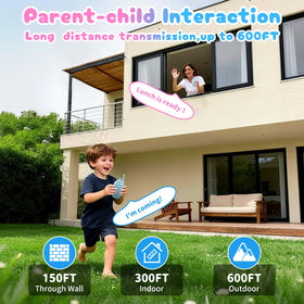 YUSSBCU video walkie talkie blue keypad closeup with easy controls for kids