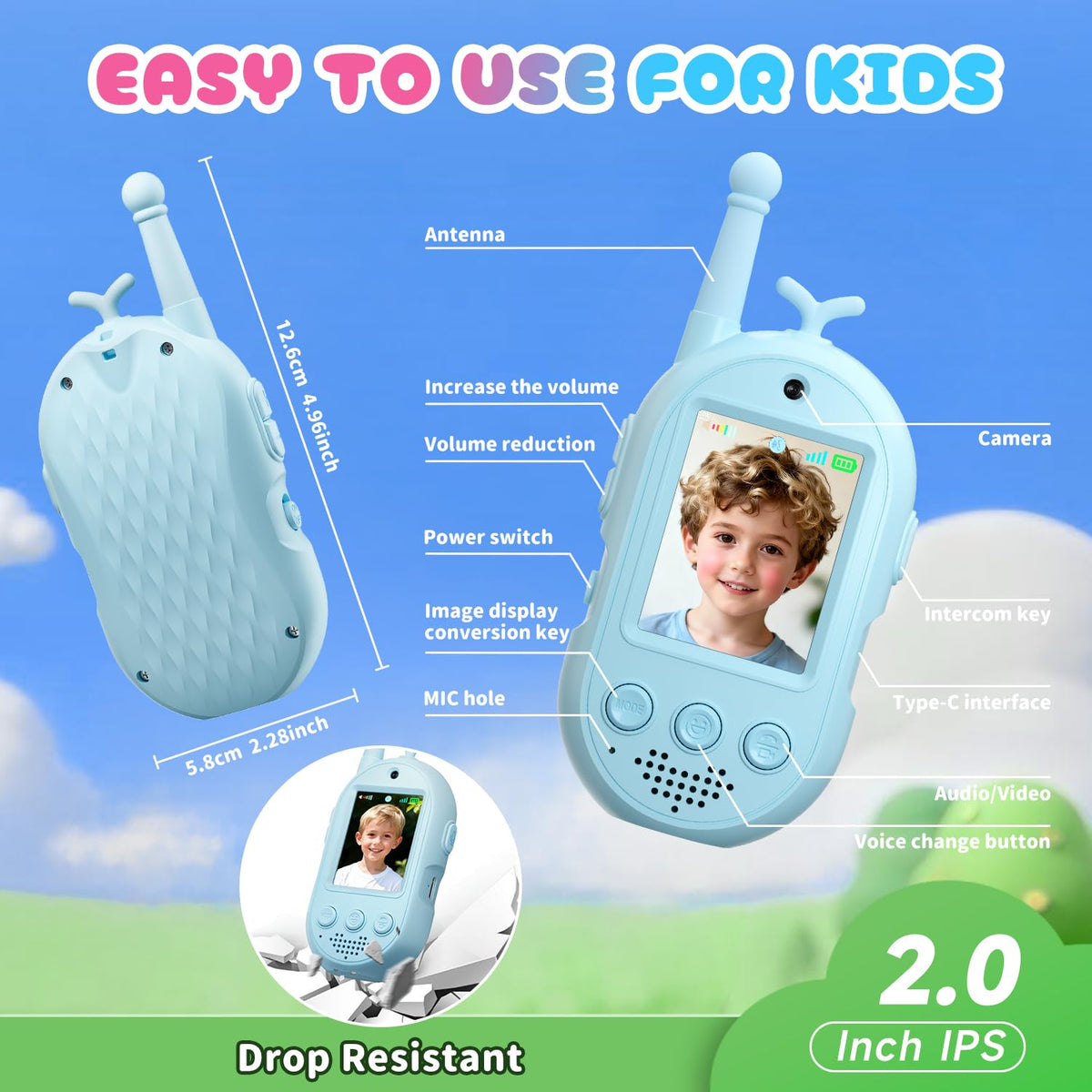YUSSBCU video walkie talkie blue outdoors usage for open-air exploration