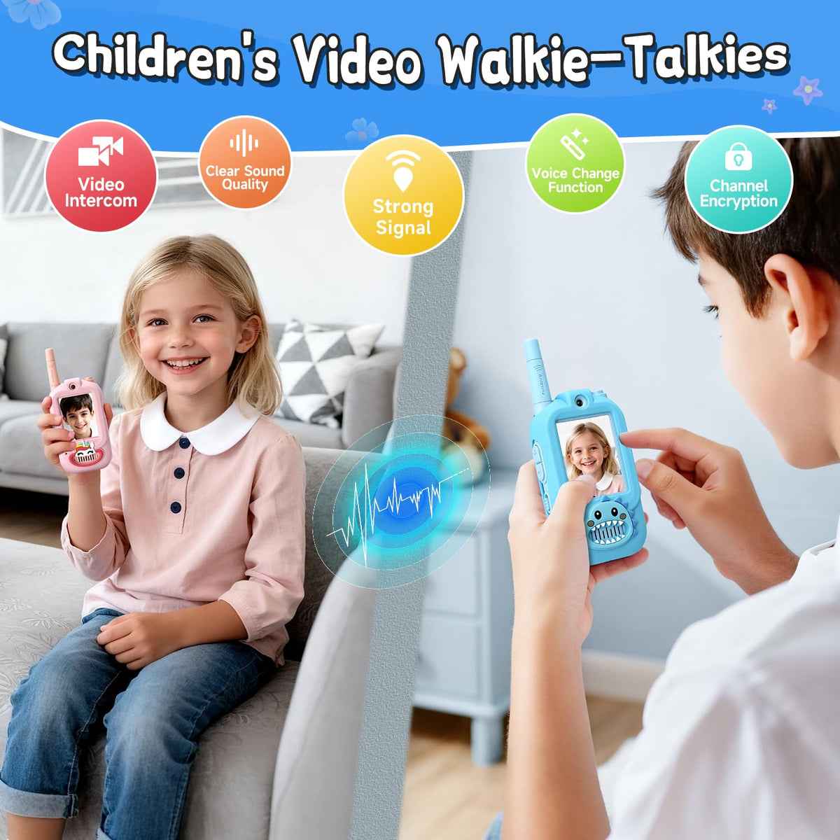 YUSSBCU video walkie talkie kids ergonomic grip supports comfortable play