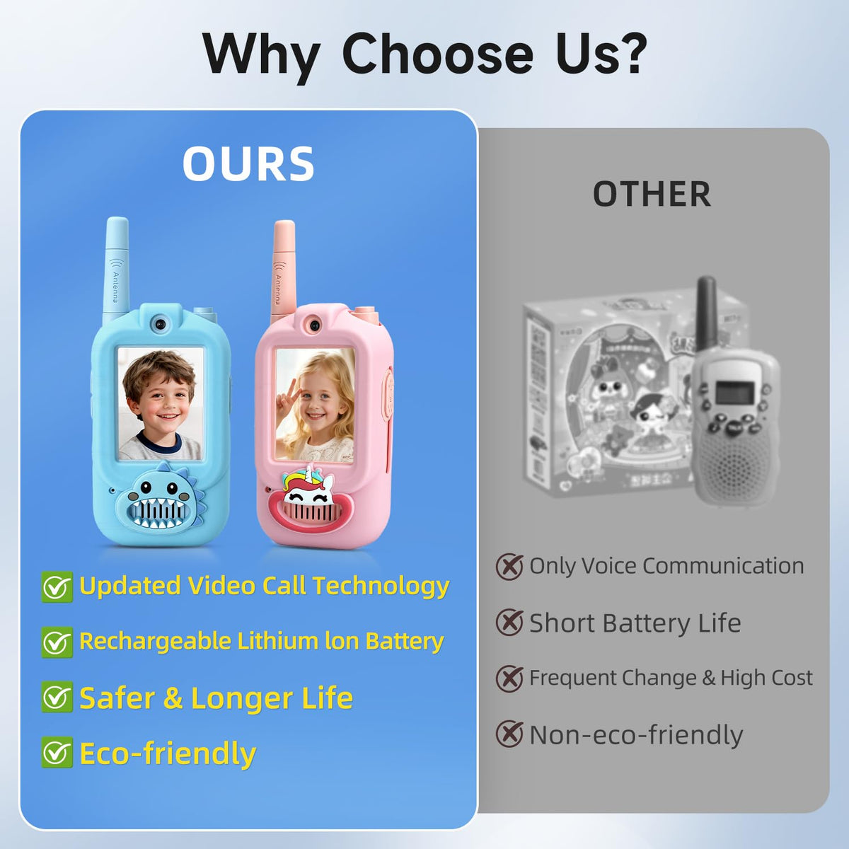 YUSSBCU video walkie talkie kids video function enables quick chats