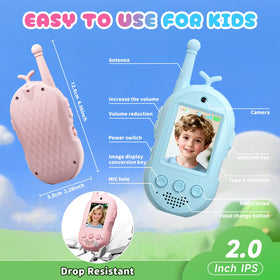 YUSSBCU video walkie talkies durable ABS shell withstands adventurous play.