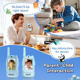 YUSSBCU video walkie talkies kids blue rechargeable battery for longer sessions.