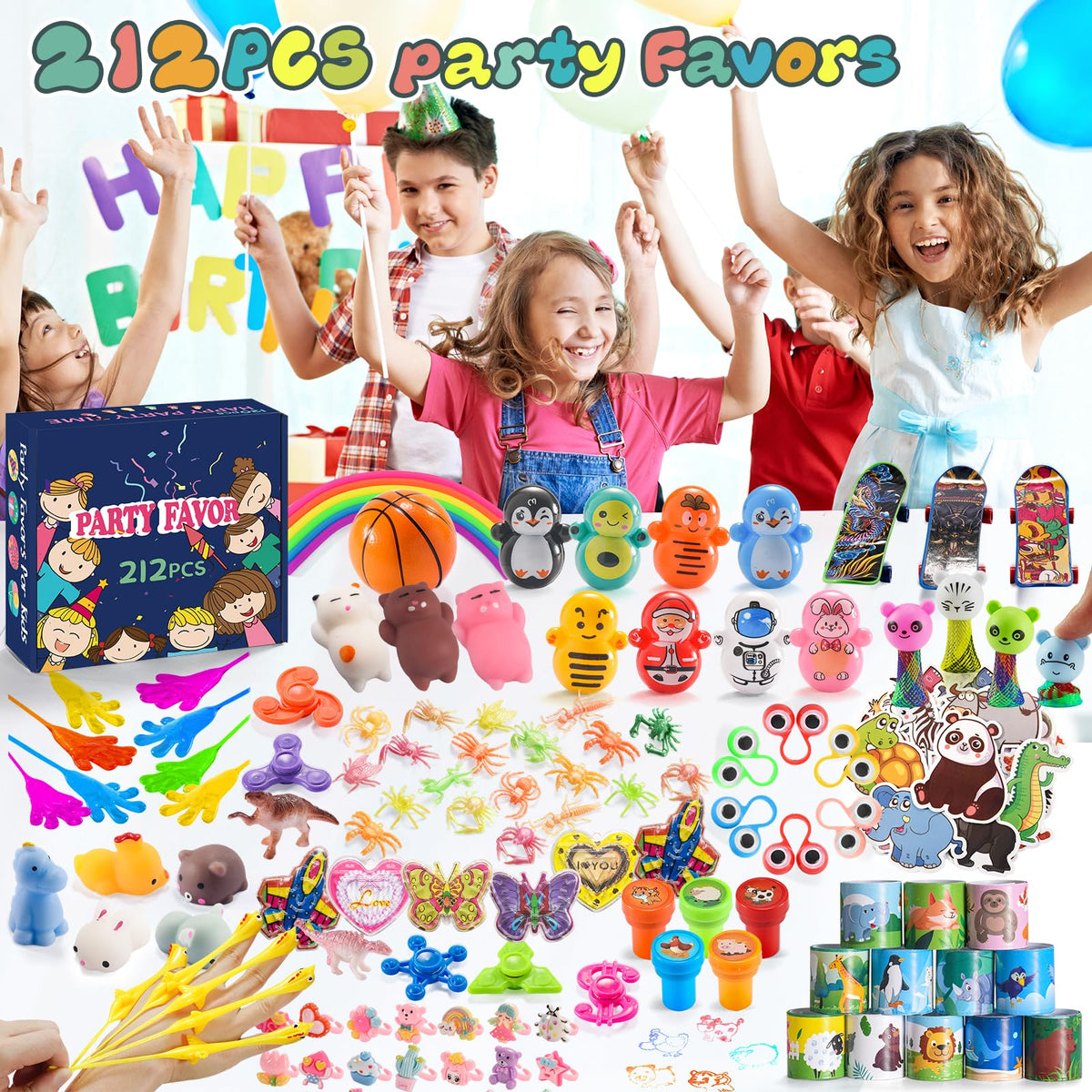 Yutin 212pcs slap bracelets are colorful keepsakes for goodie bags and celebrations.