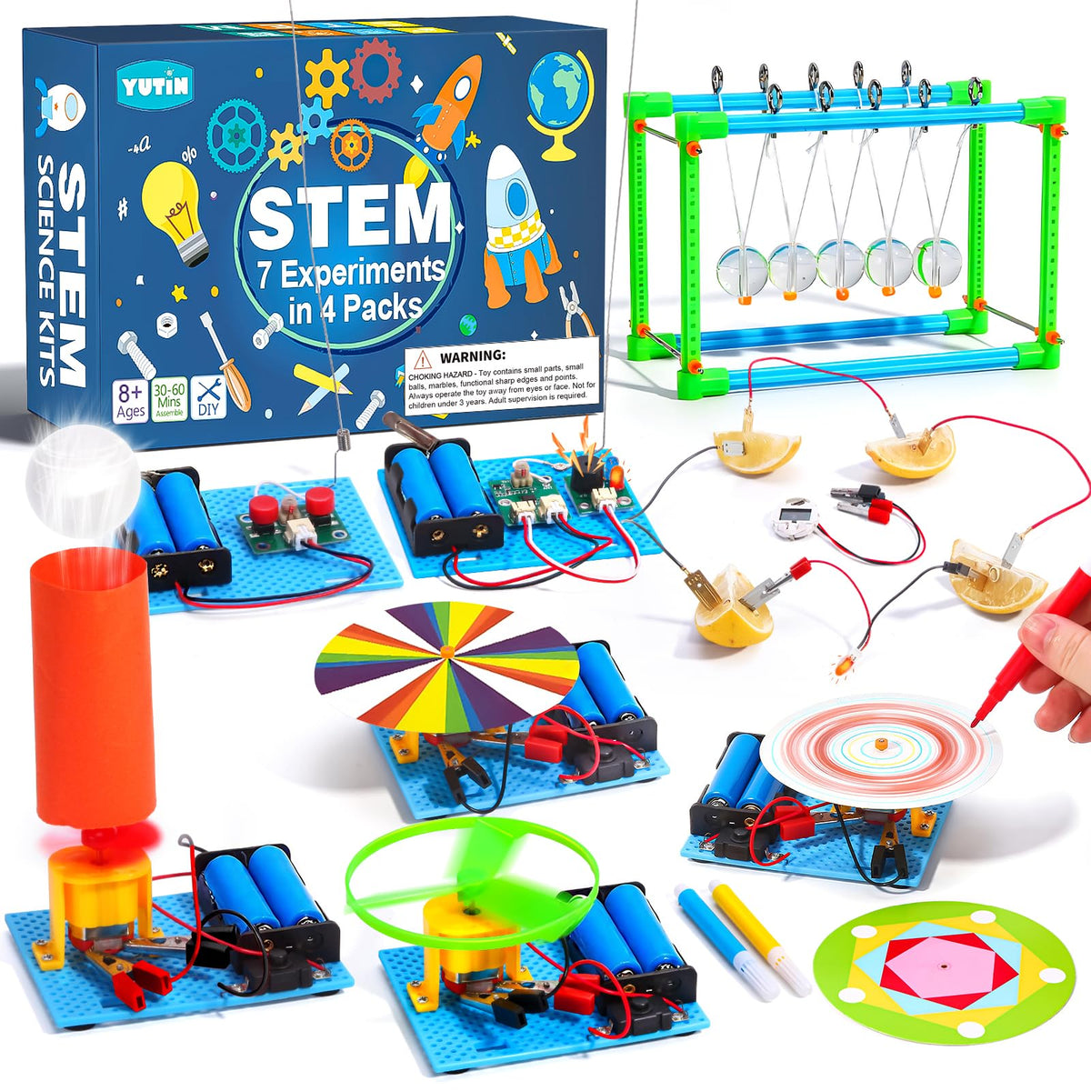 Yutin 7-in-1 STEM kit electric motor kit powers multiple experiments.