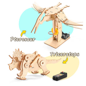 Yutin Dinosaur STEM Kit assembly process image highlights simple steps.