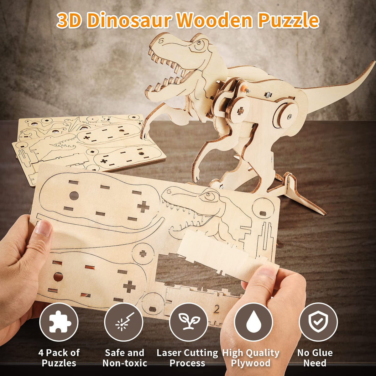 Yutin Dinosaur STEM Kit Triceratops puzzle supports spatial thinking while building.