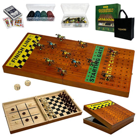 YUZPKRSI large 23-inch horse race board with a smooth wooden playing surface