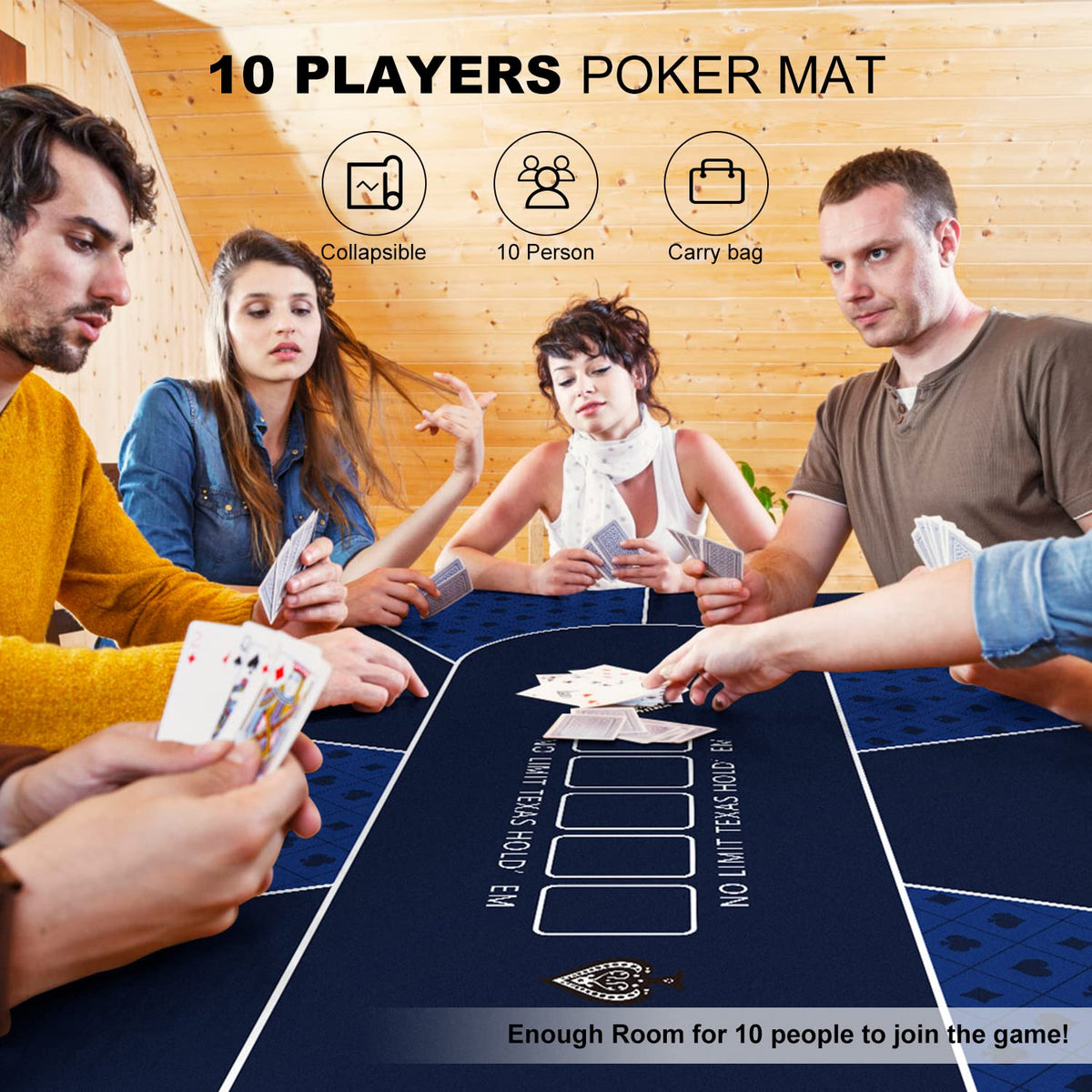 YUZPKRSI poker mat bottom features herringbone grip for stability