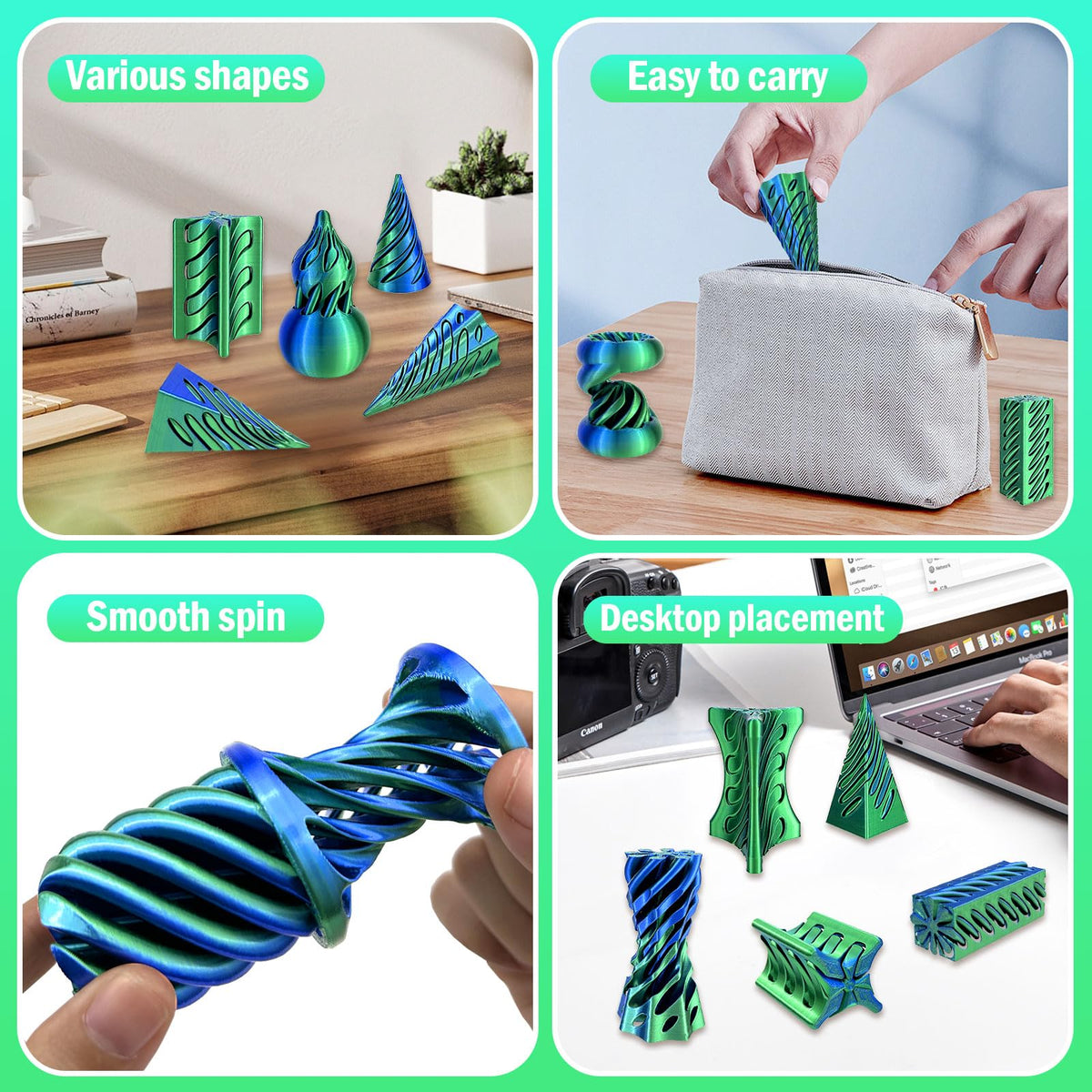 YVBBHE 10-pack spiral fidget cube supports focus and desk relaxation