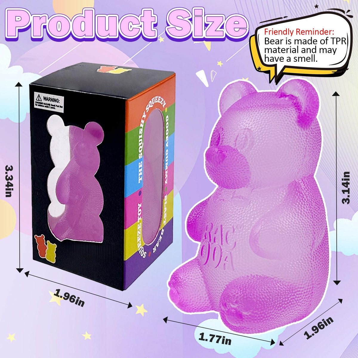 YVBBHE bear squishy toy with TPR material for focus and calm.
