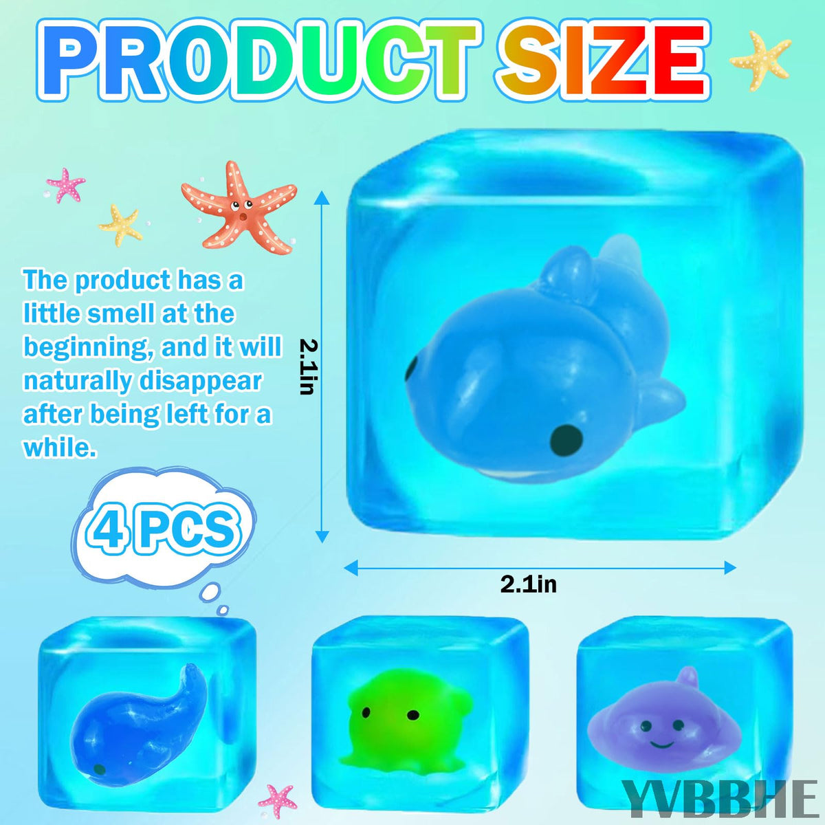 YVBBHE blue squeeze cube with devil fish, a discreet desk stress reliever