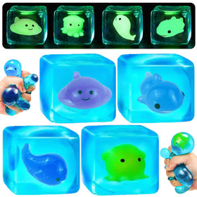 YVBBHE blue squeeze cube featuring octopus for sensory play