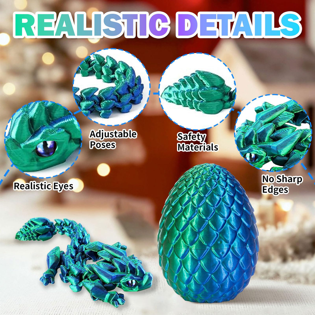 YVBBHE bright-colored 3D dragon figures brighten desks and shelves.