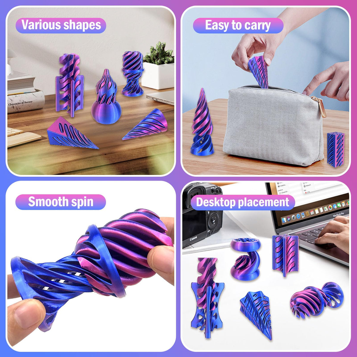 YVBBHE cube spiral fidget supports versatile grip and desk friendly focus