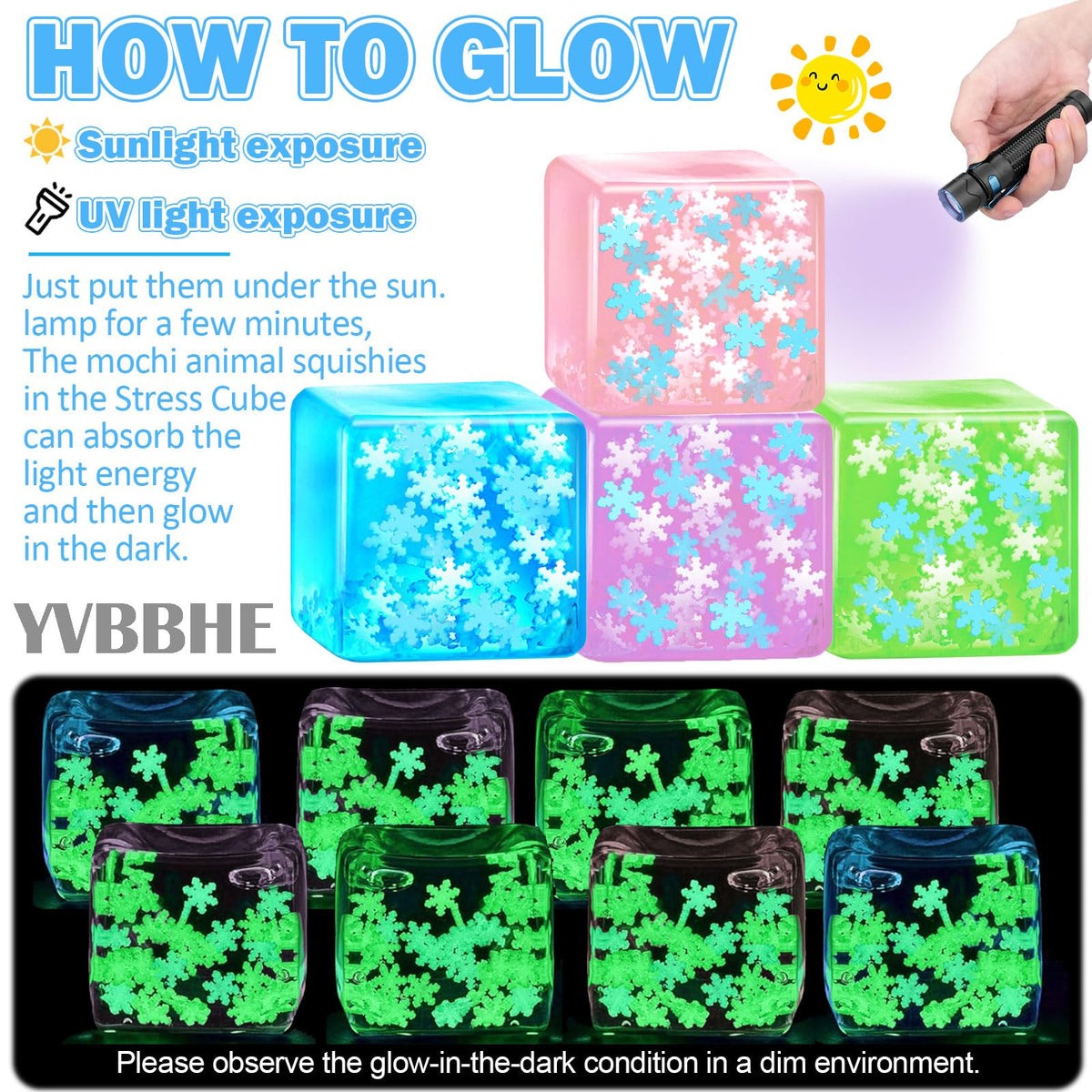 YVBBHE glow snowflake pink cube appeals to kids and adults.