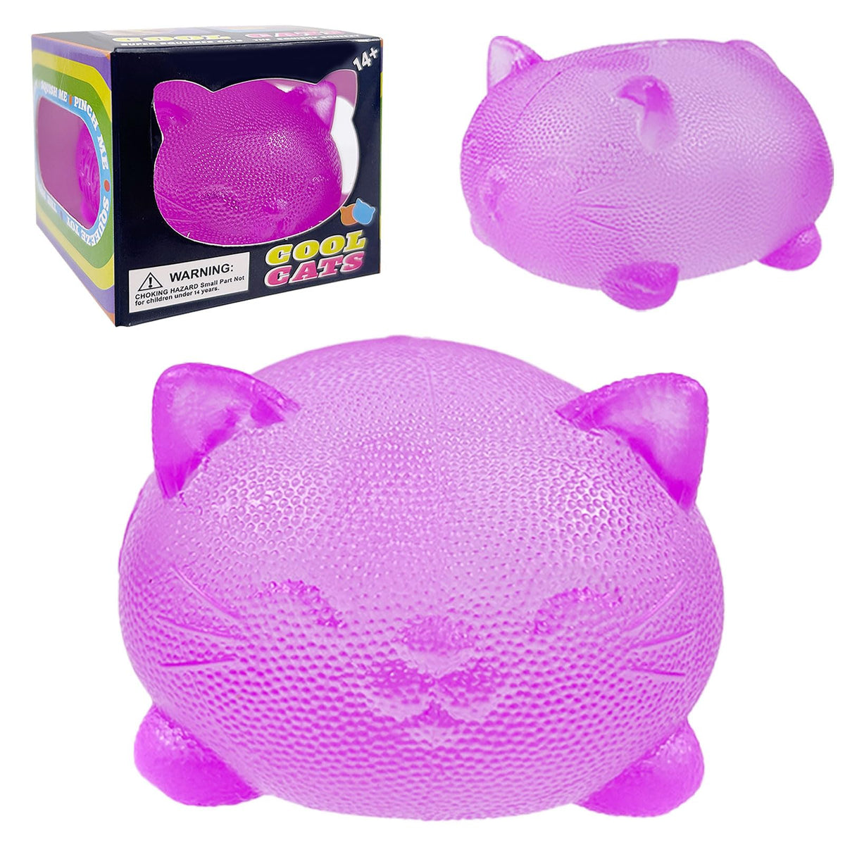 YVBBHE gummy kitty sugar ball toy in purple front view for sensory play and focus.