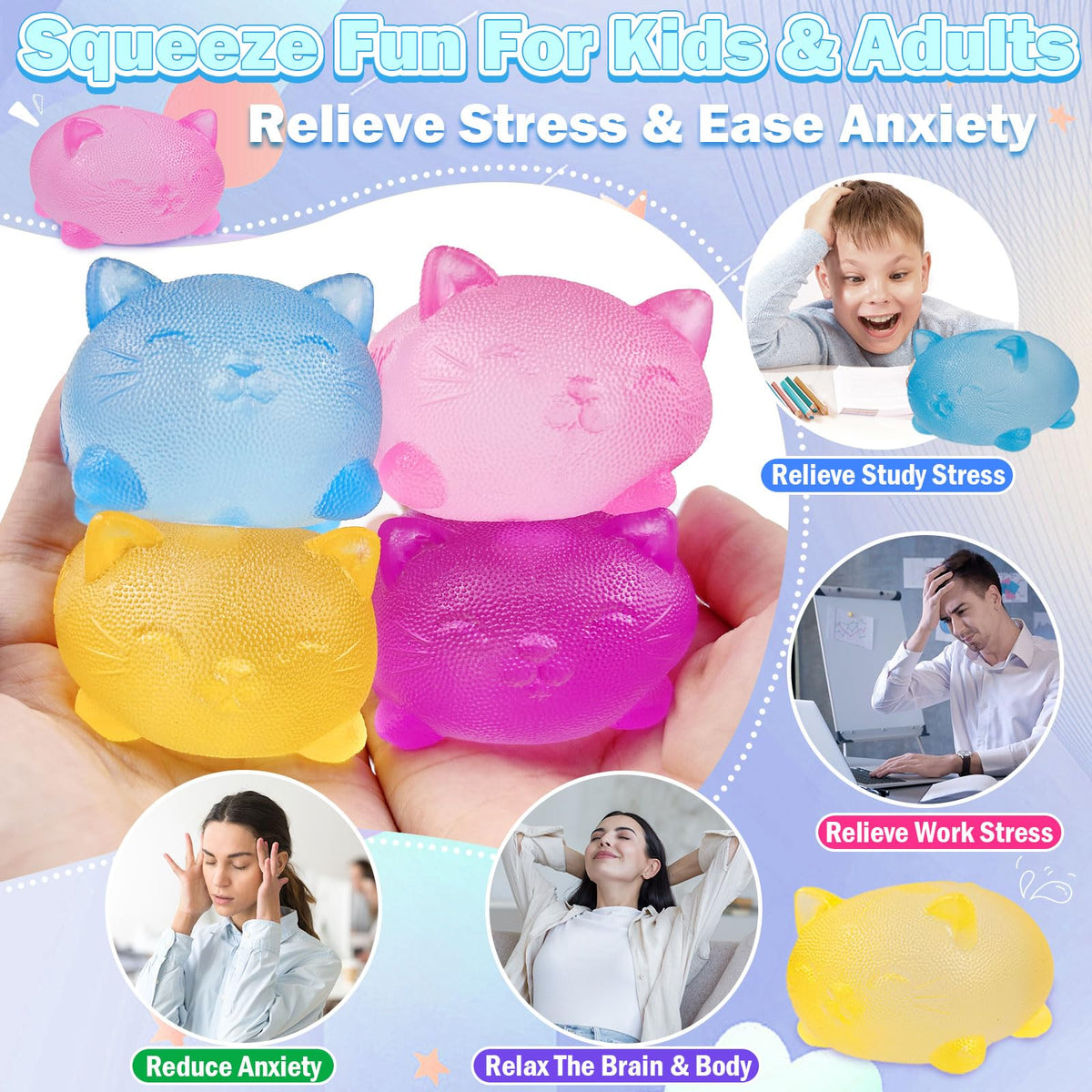 YVBBHE slow-rise squishy blue toy ideal for discreet desk fidgeting