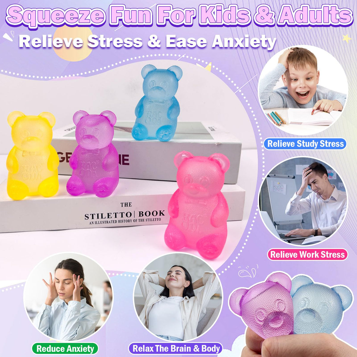 YVBBHE maltose-filled bear ball aids discreet stress relief at work or school.