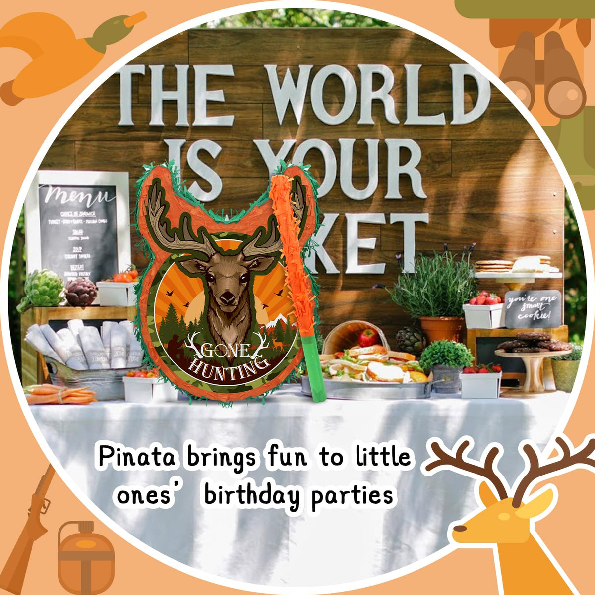 Ywediim 3D deer pinata design creates a dramatic hunting-theme vibe.