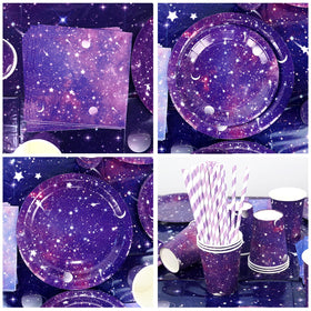 Ywediim galaxy plates 9inch showcase sturdy dinnerware for a festive feast.