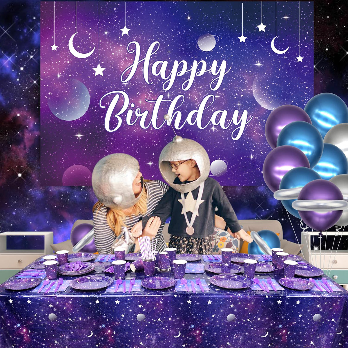 Ywediim utensils set keeps dining easy during space-themed party.