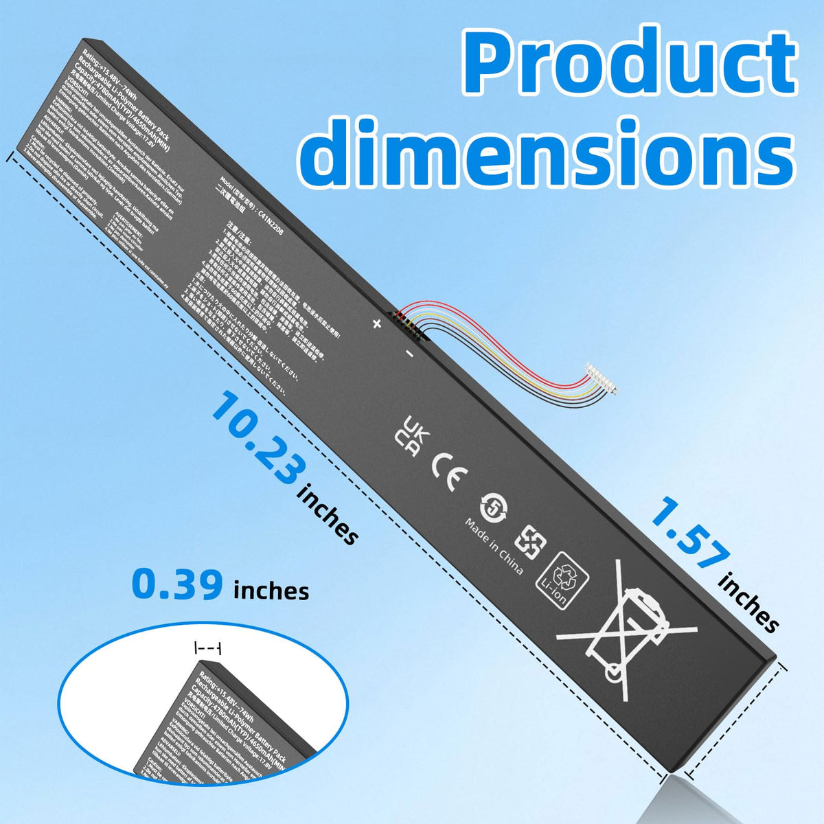 YXKC C41N2208 battery compatibility label for ASUS ROG Ally, reliable replacement