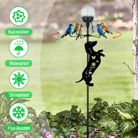 YY Gardenia dachshund garden decor wind spinner adds playful charm to your walkway.