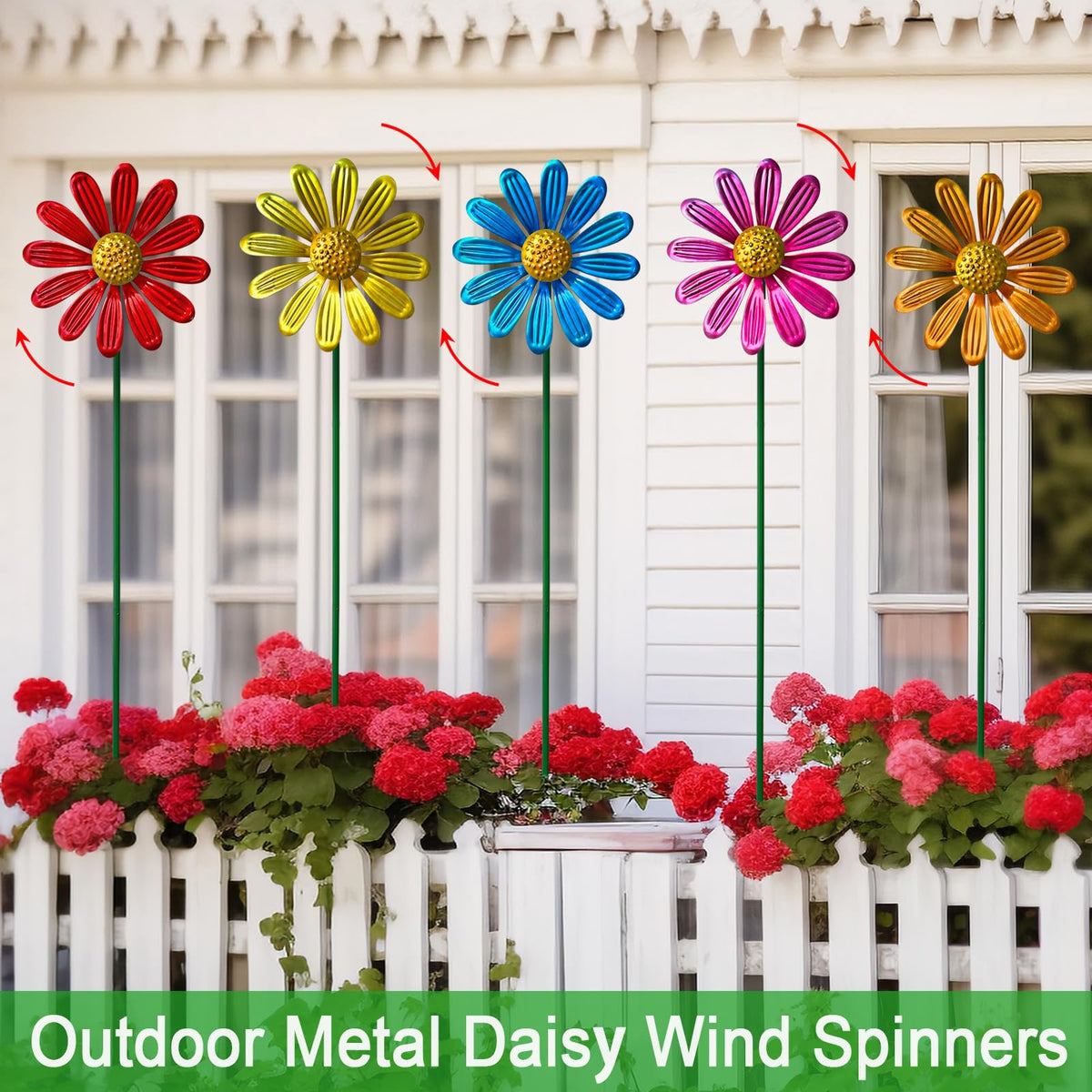 YY Gardenia daisy wind spinners set bright yard decor